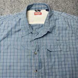 Wrangler Short Sleeve Button Blue Plaid Shirt XL